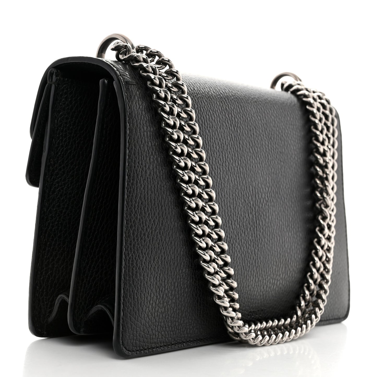 Pebbled Calfskin Small Dionysus Shoulder Bag Black