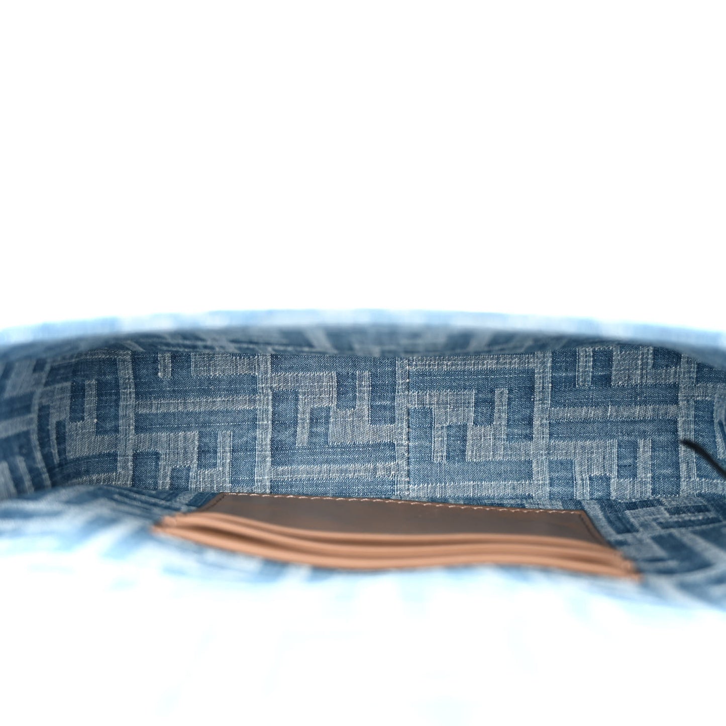 Denim Vitello King F is Fendi FF Embroidered Mini Baguette Denim Sand