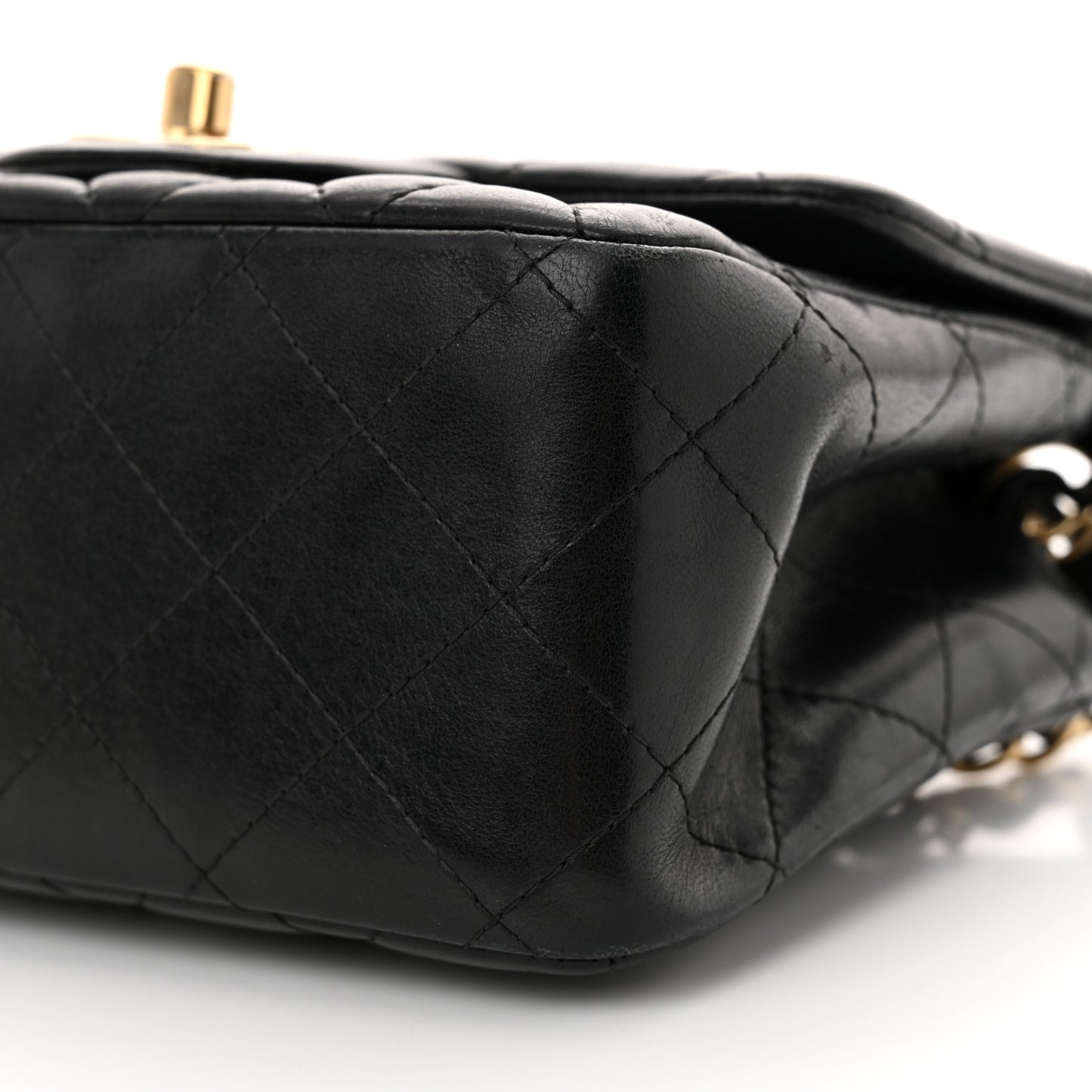 Lambskin Quilted Mini Square Flap Black