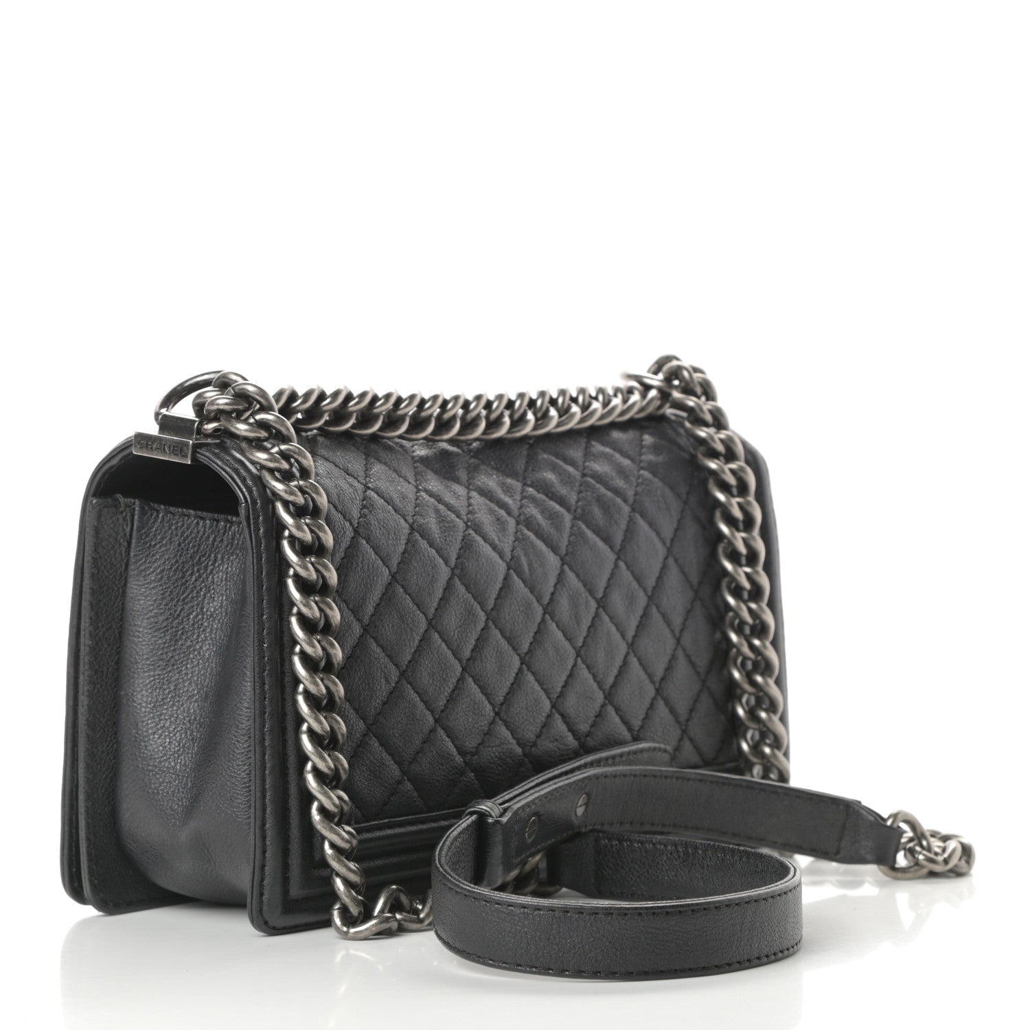 Chanel Metallic Calfskin Quilted Medium Boy Flap Black 3 of 15