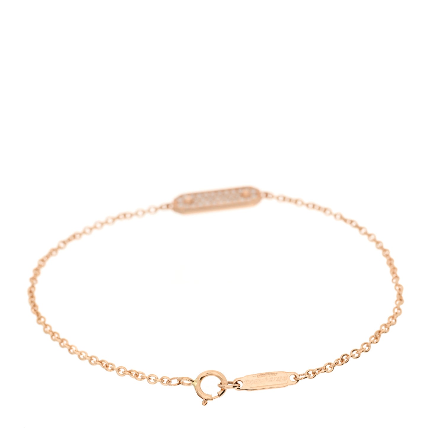 18K Rose Gold Diamond Tag Chain Bracelet