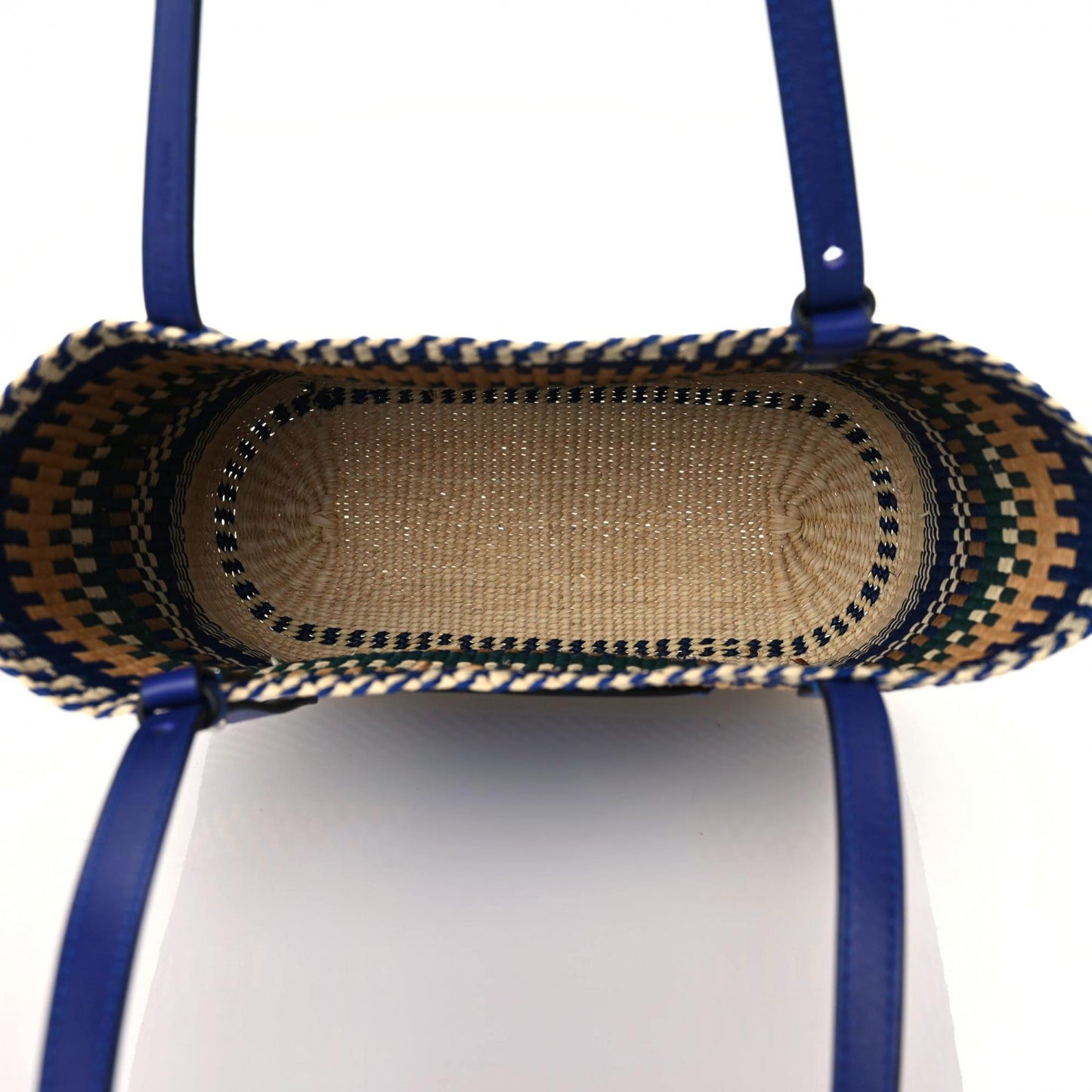 Raffia Small Square Basket Tote Bag Blue Multicolor
