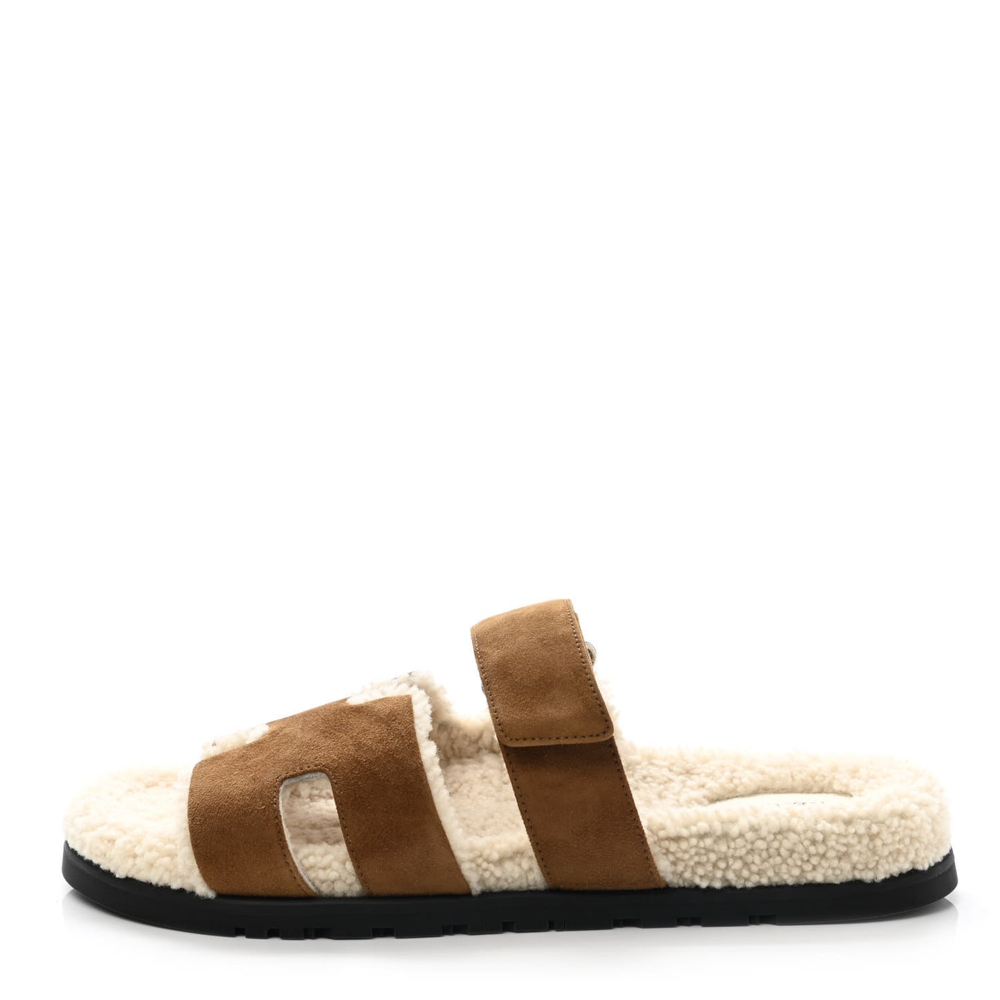 Suede Goatskin Woolskin Mens Chypre Sandals 41 Brun Fume Ecru