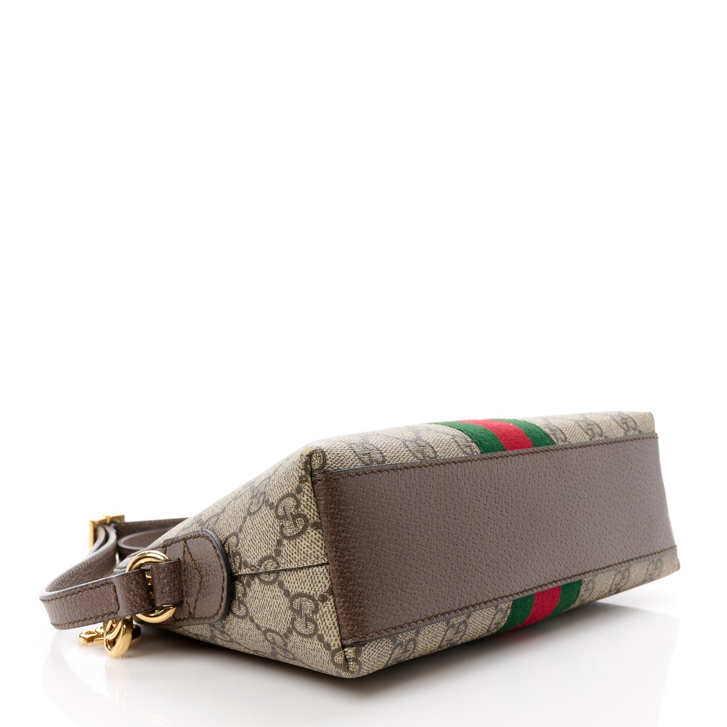 GG Supreme Monogram Textured Dollar Calfskin Web Small Ophidia Dome Shoulder Bag Beige Ebony New Acero