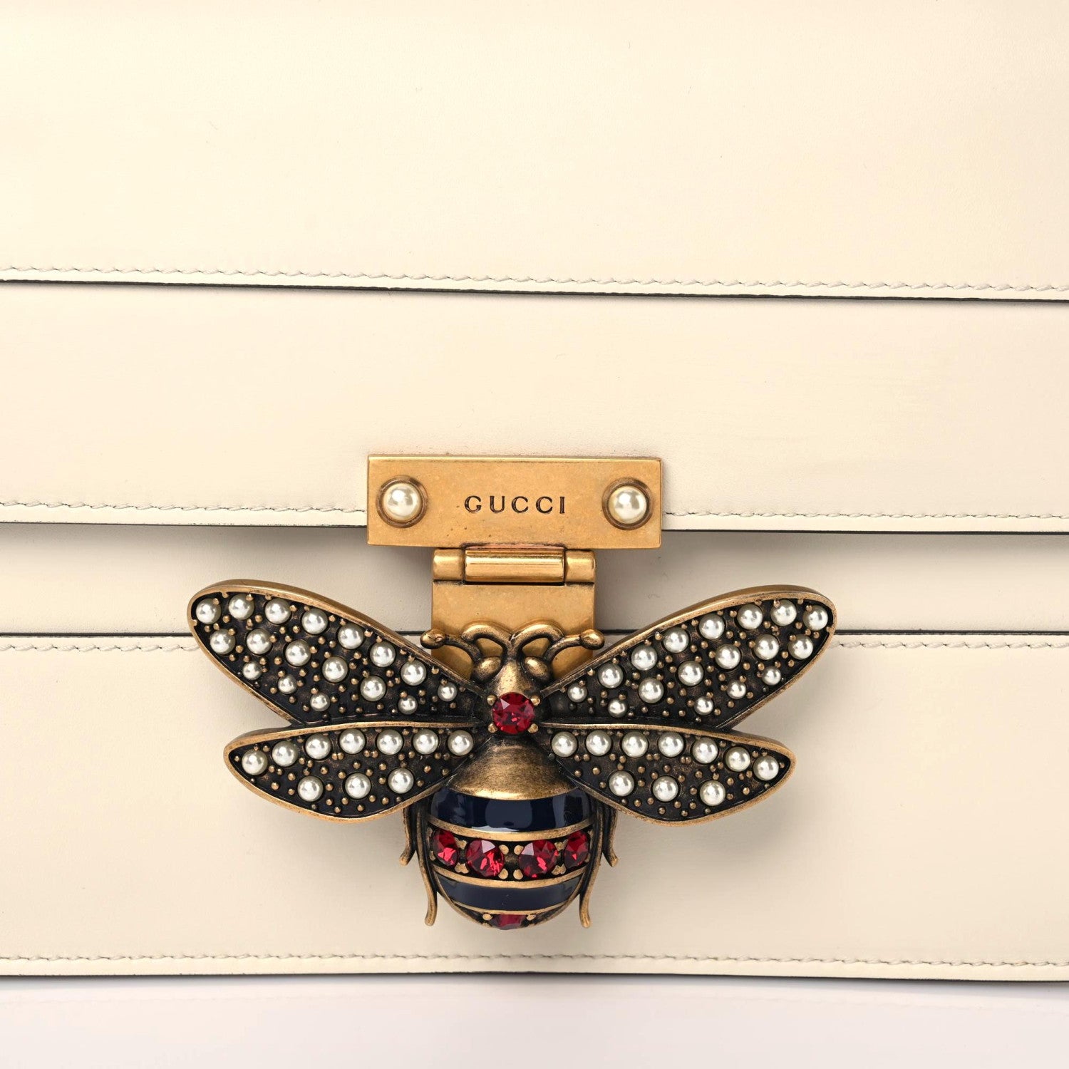 Gucci Calfskin Sylvie Web Queen Margaret Shoulder Bag White 7 of 12