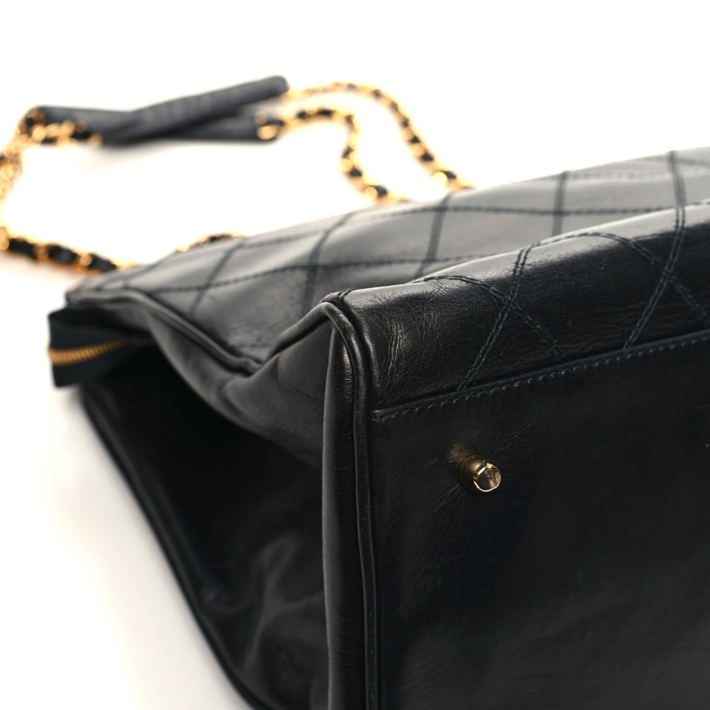 Calfskin Stitched XL Weekender Black
