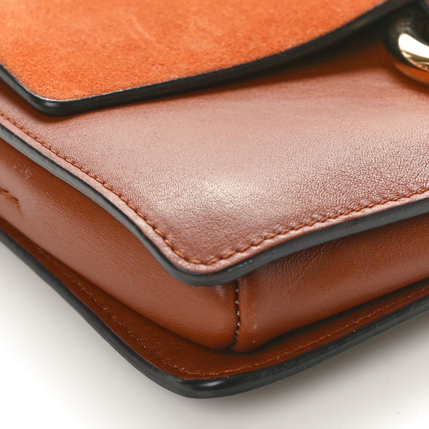Suede Calfskin Small Faye Shoulder Bag Tobacco