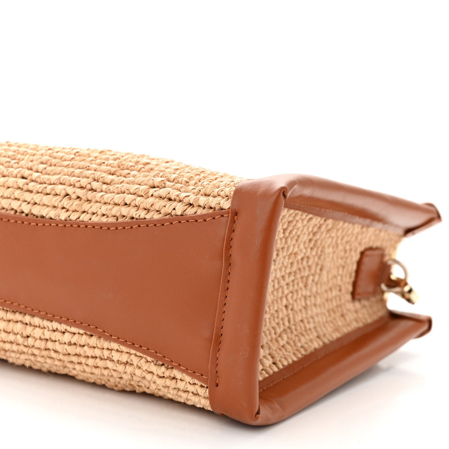 Raffia Calfskin Mini By My Side Tote Natural Cuoio