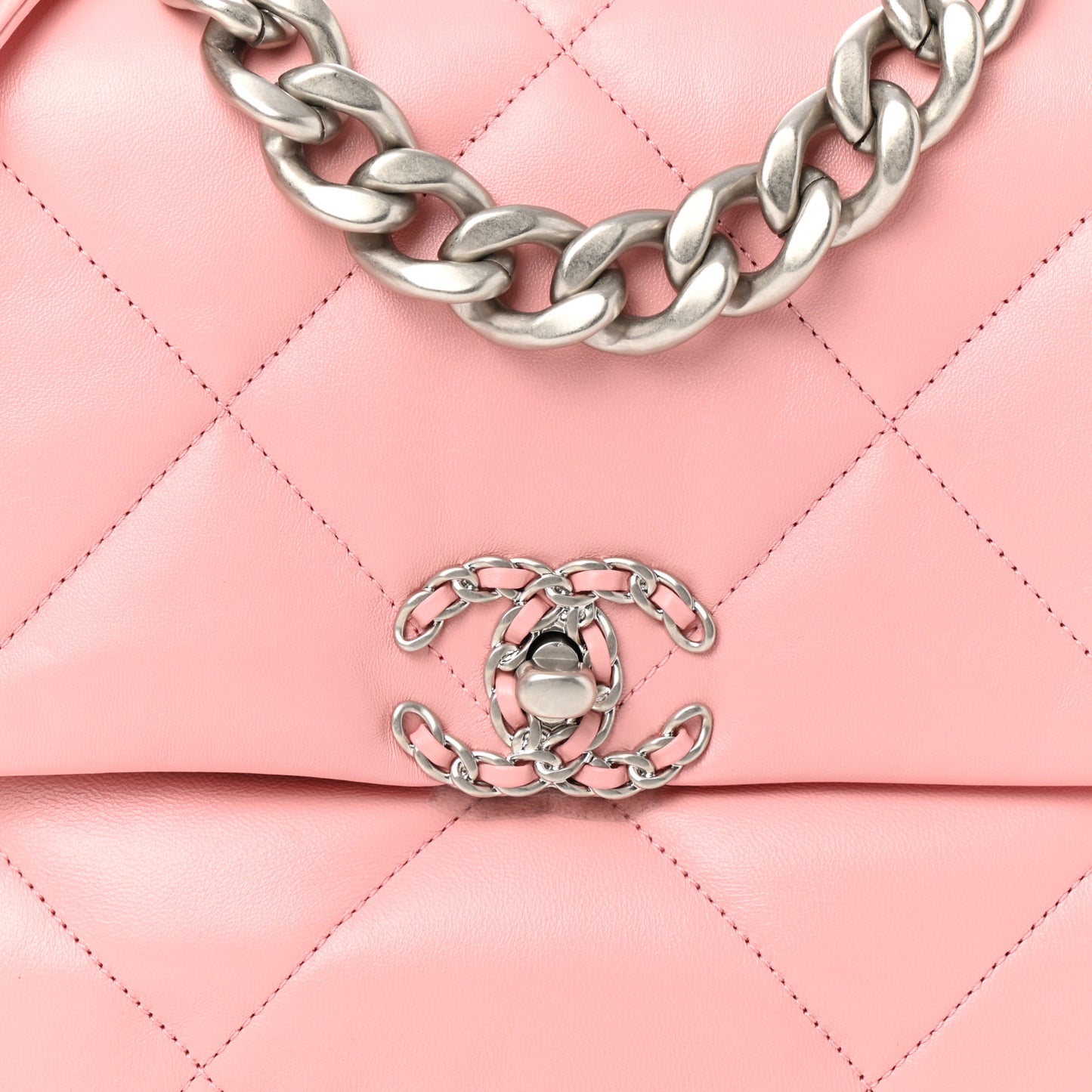 Lambskin Quilted Large Chanel 19 Flap Light Pink