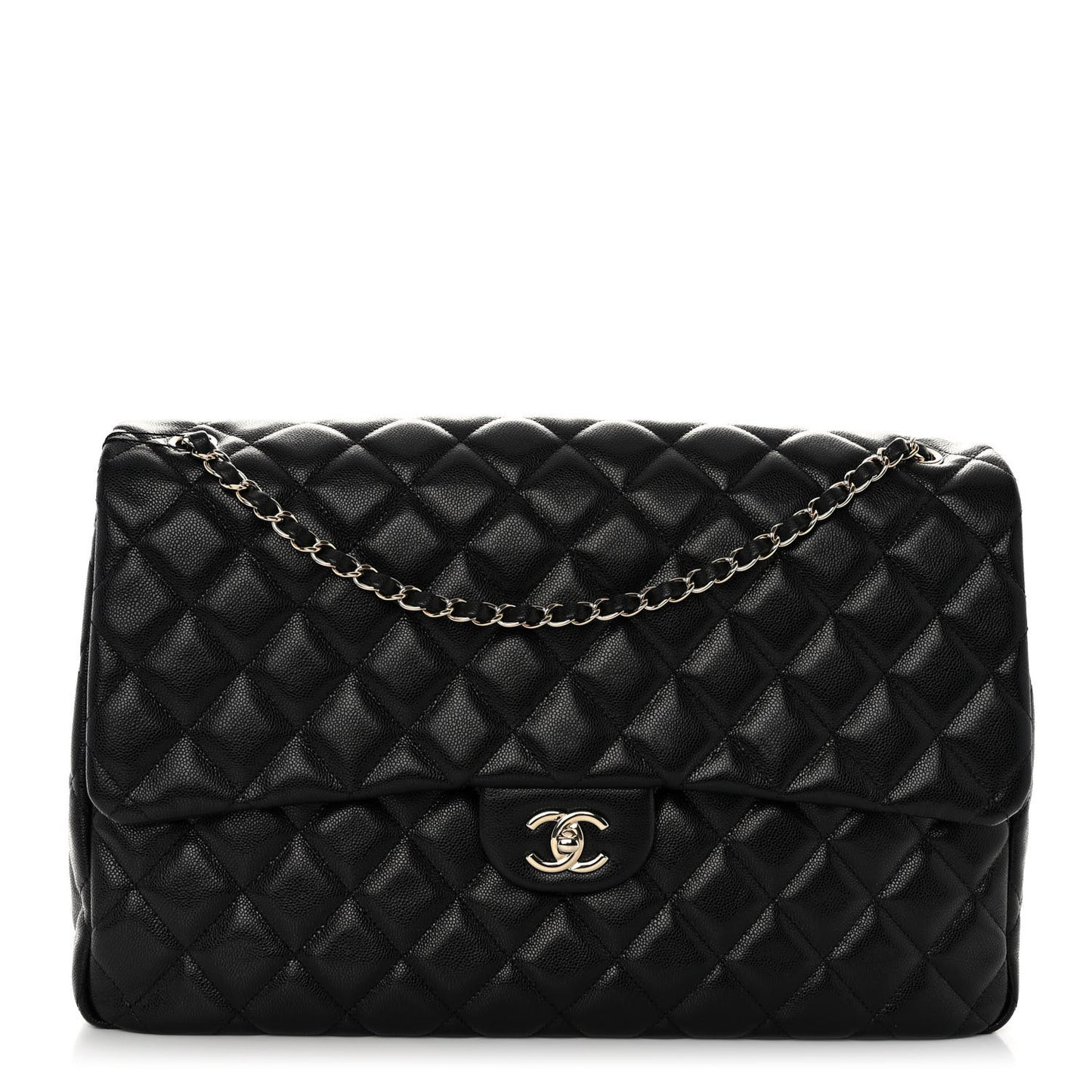 Caviar Quilted XXL Travel Flap Bag Black
