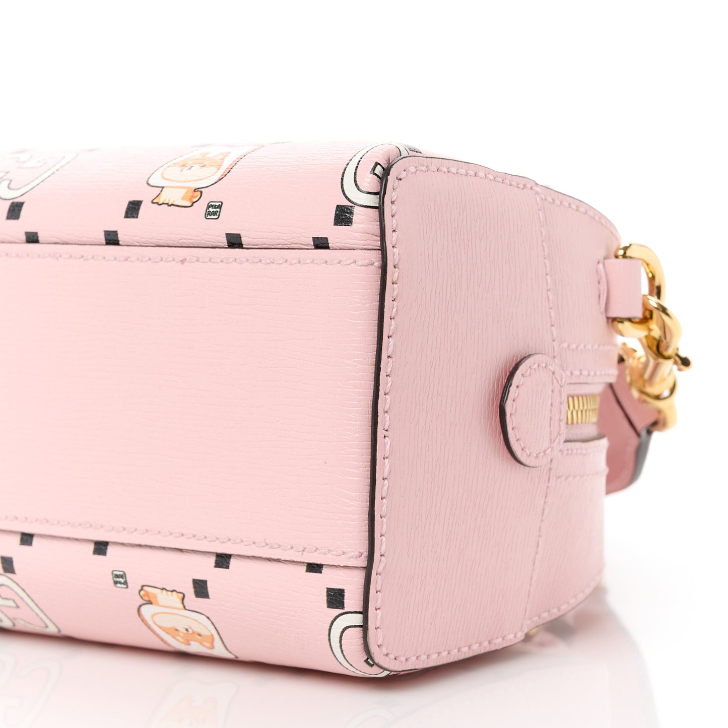 X PIKARAR Textured Dollar Calfskin Animal Print Mini Ophidia Top Handle Bowler Bag Pink Multicolor