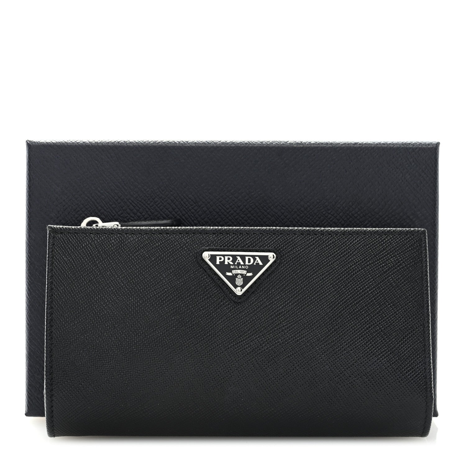 Prada Saffiano Metal Large Zip Wallet Black 7 of 7