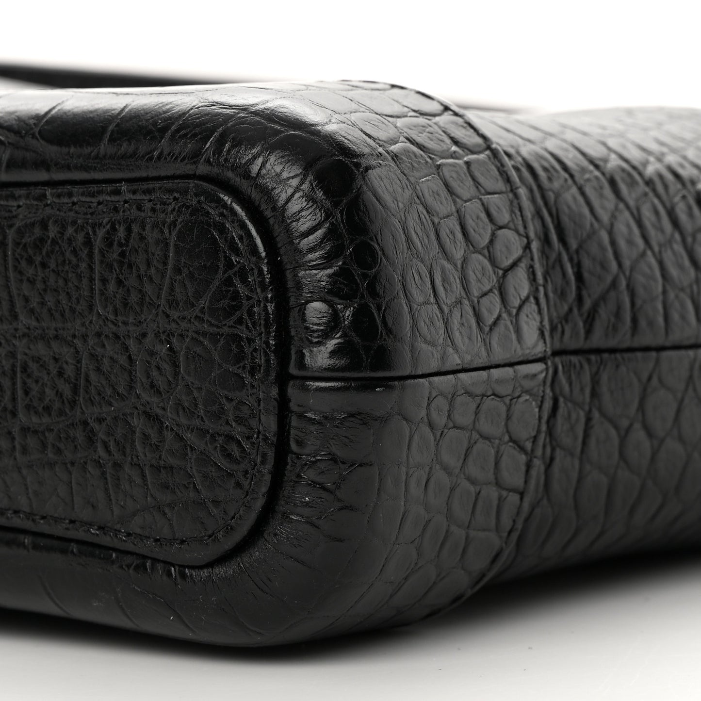 Calfskin Crocodile Embossed Small Gabrielle Cocodile Hobo Black