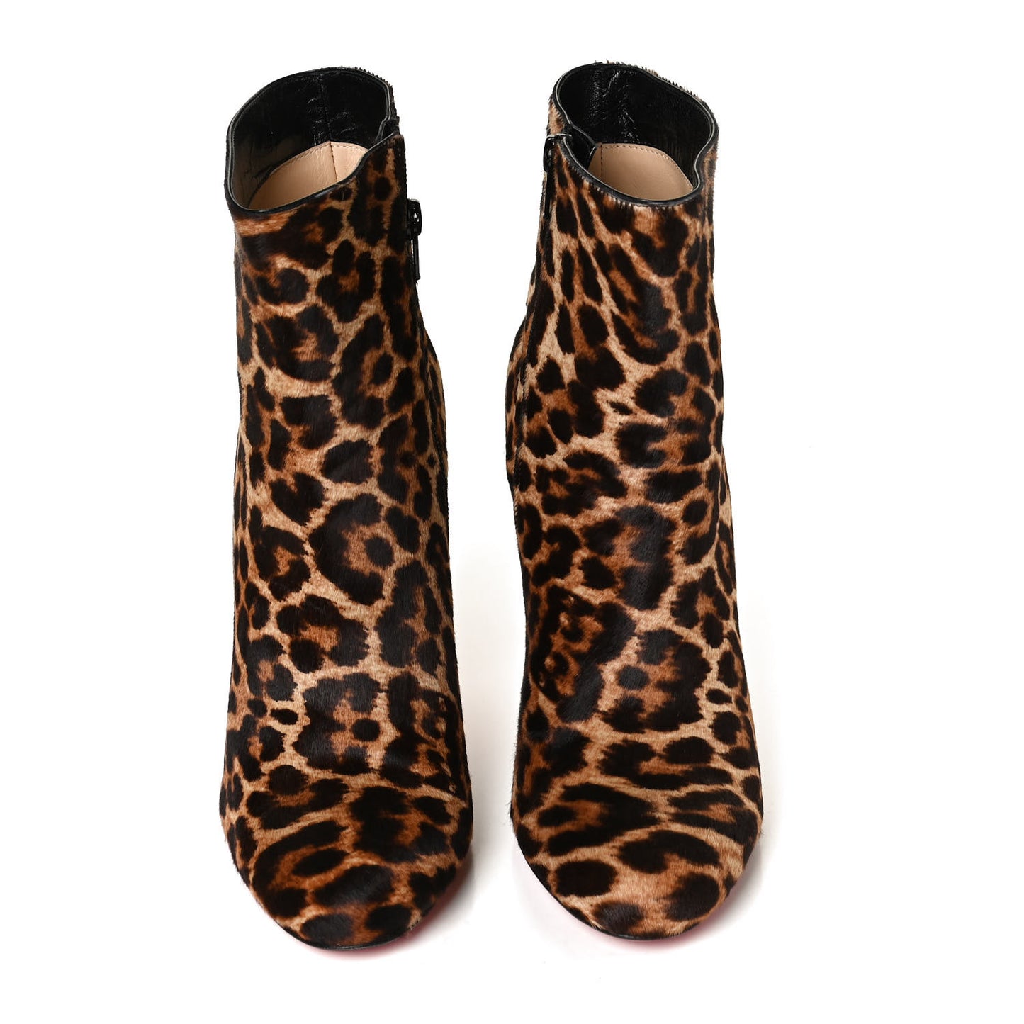 Calf Hair Leopard Print Ankle Boots 40.5