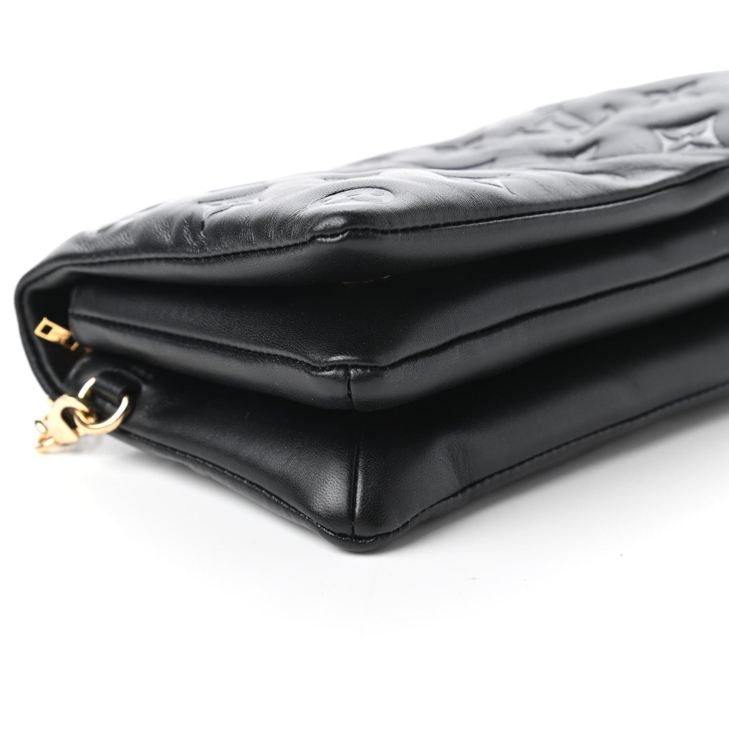 Lambskin Embossed Monogram Pochette Coussin Black