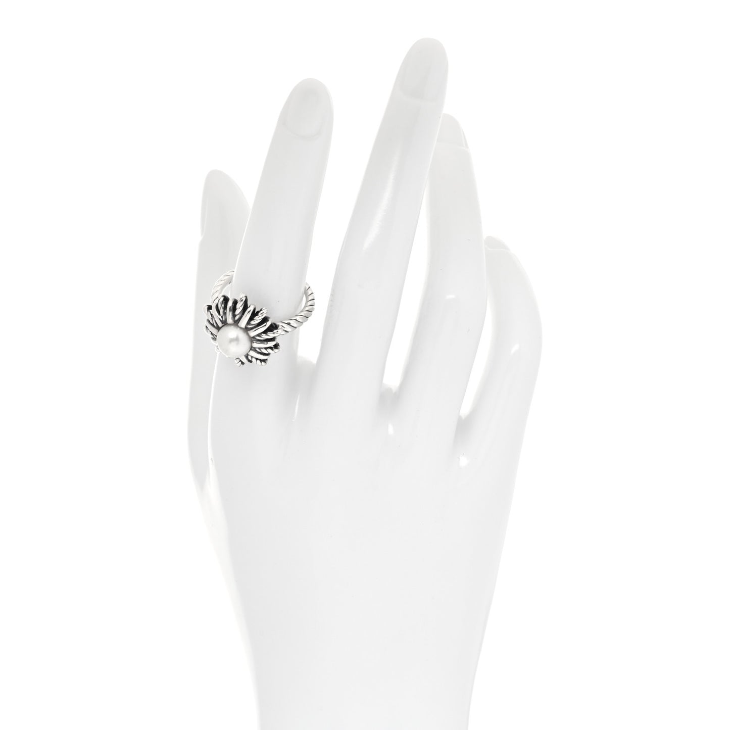 Sterling Silver Pearl 19mm Starburst Ring 54 7