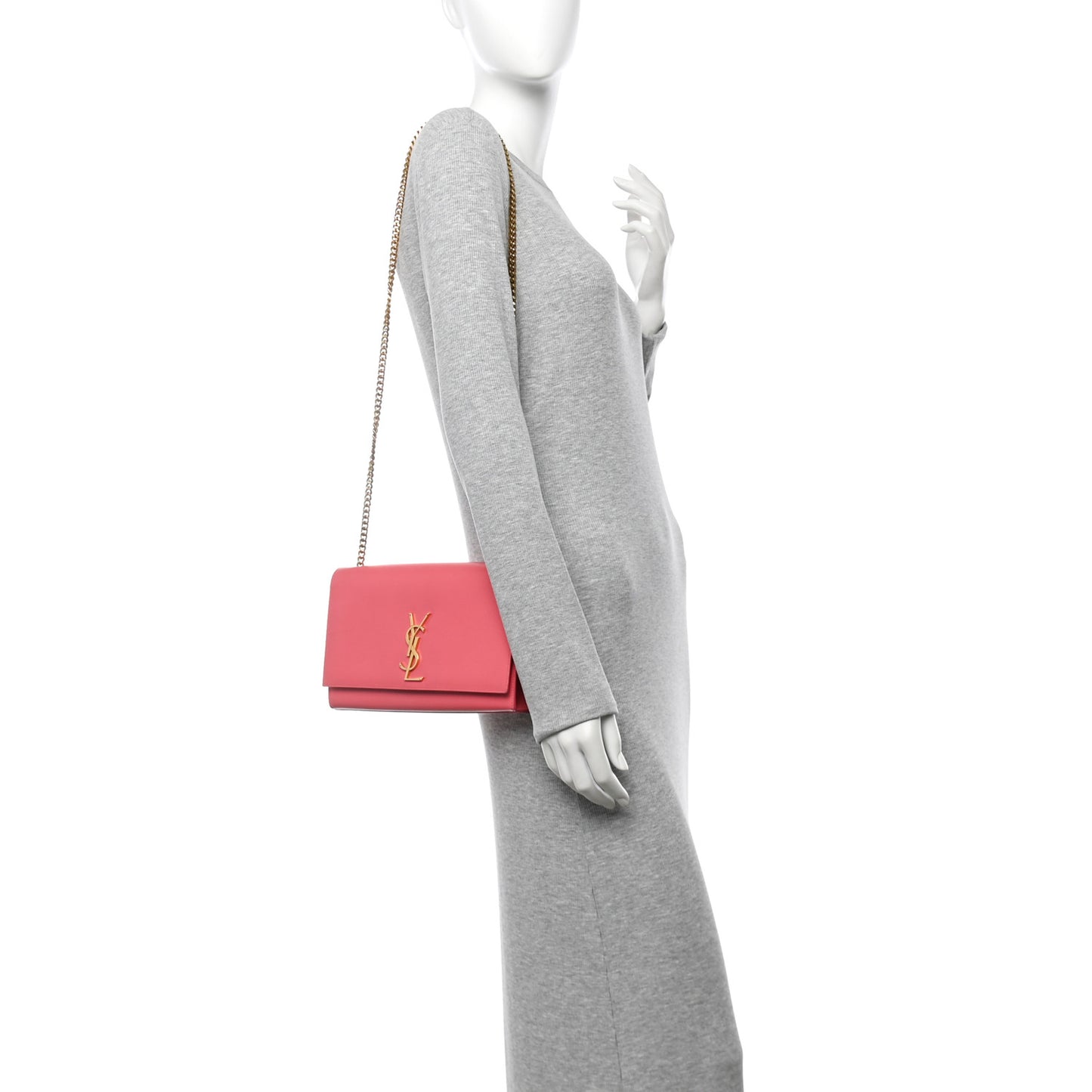 Grain De Poudre Medium Classic Monogram Kate Satchel Rose Clair