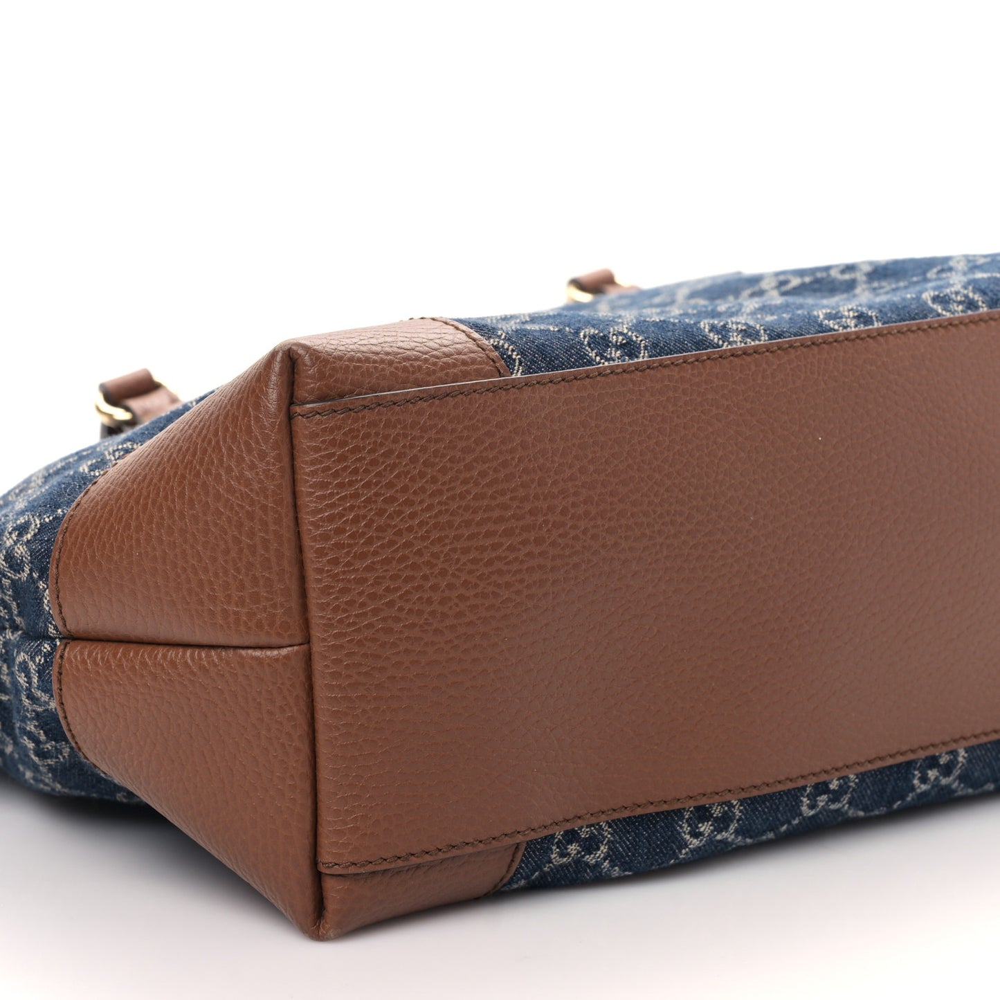 New Denim GG Monogram Medium Ophidia Shopping Tote Blue Tea Cuir