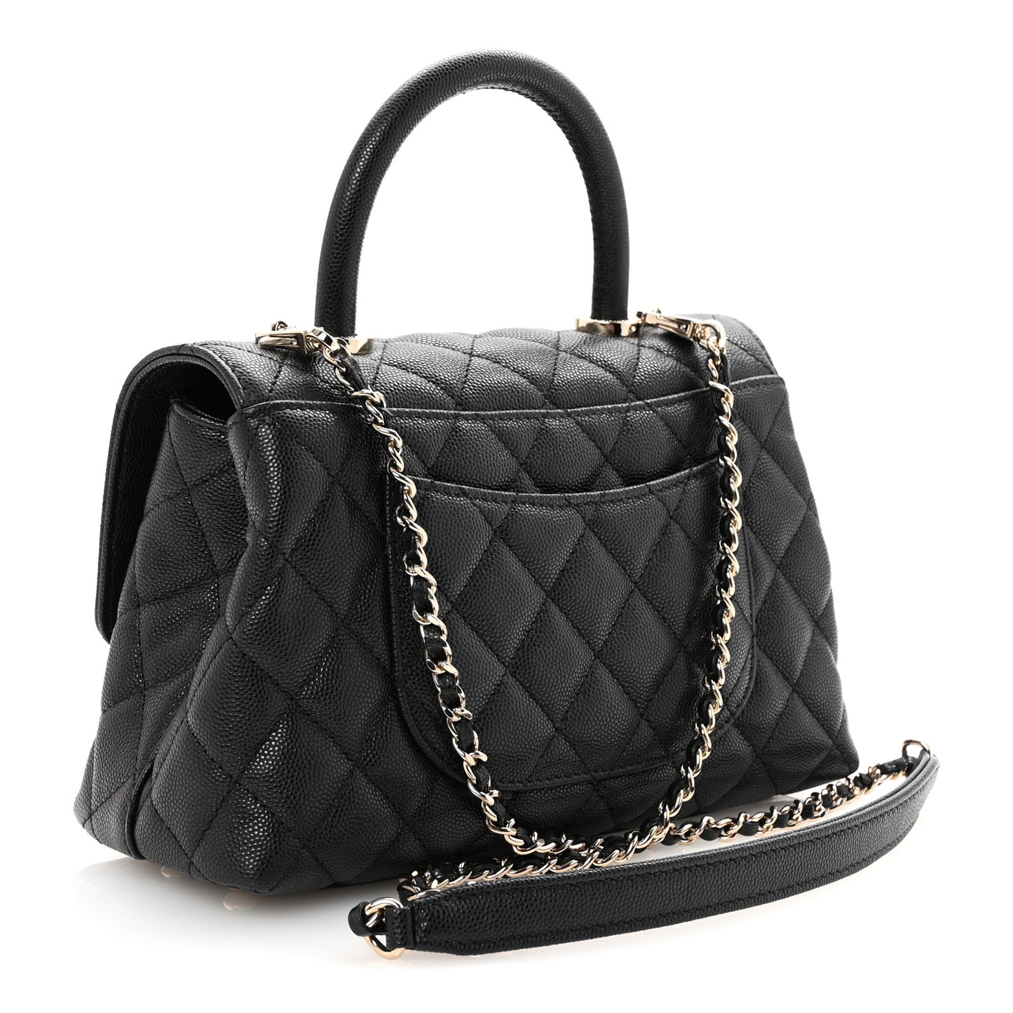 Caviar Quilted Mini Coco Handle Flap Black