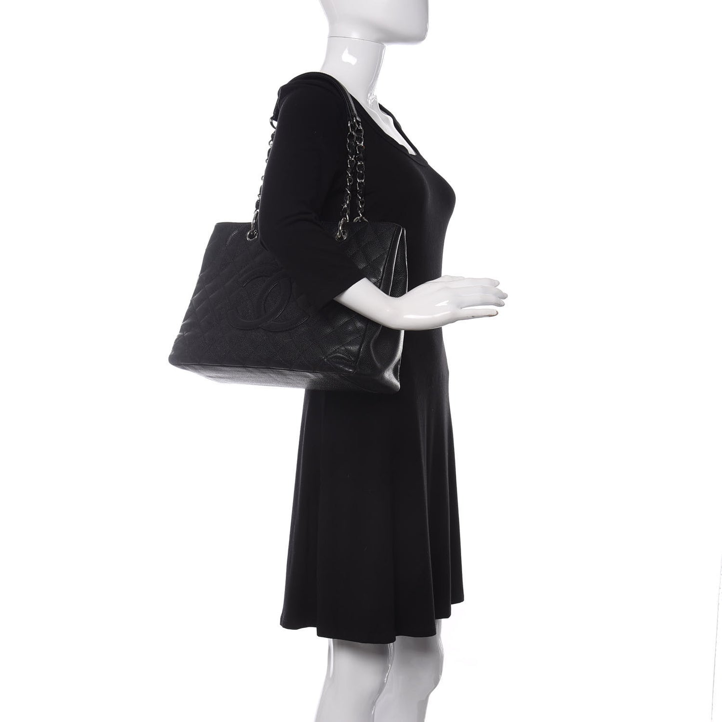 Caviar Quilted Grand Shopping Tote GST Black