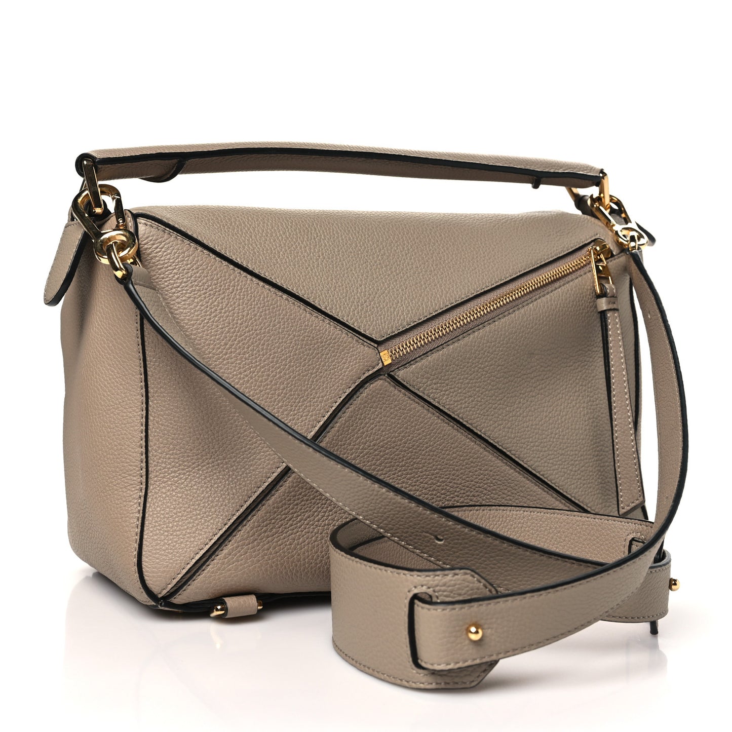 Grained Calfskin Medium Puzzle Bag Sand