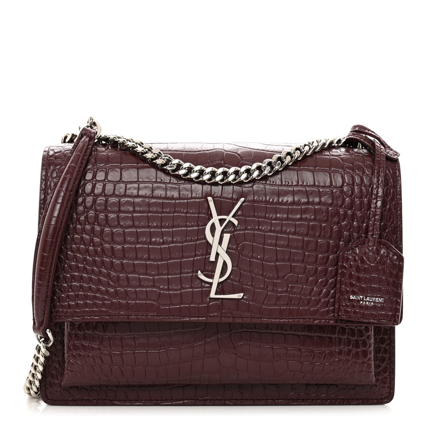 Calfskin Crocodile Embossed Medium Monogram Sunset Rouge Legion