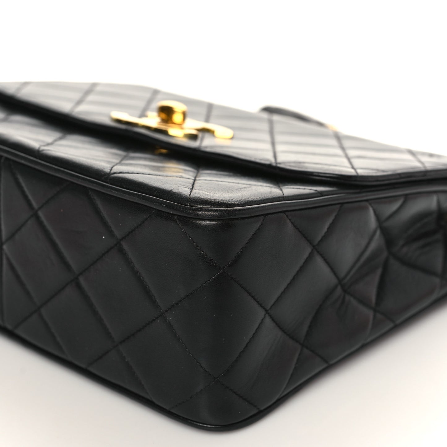 Lambskin Quilted Mini Square Flap Bag Black