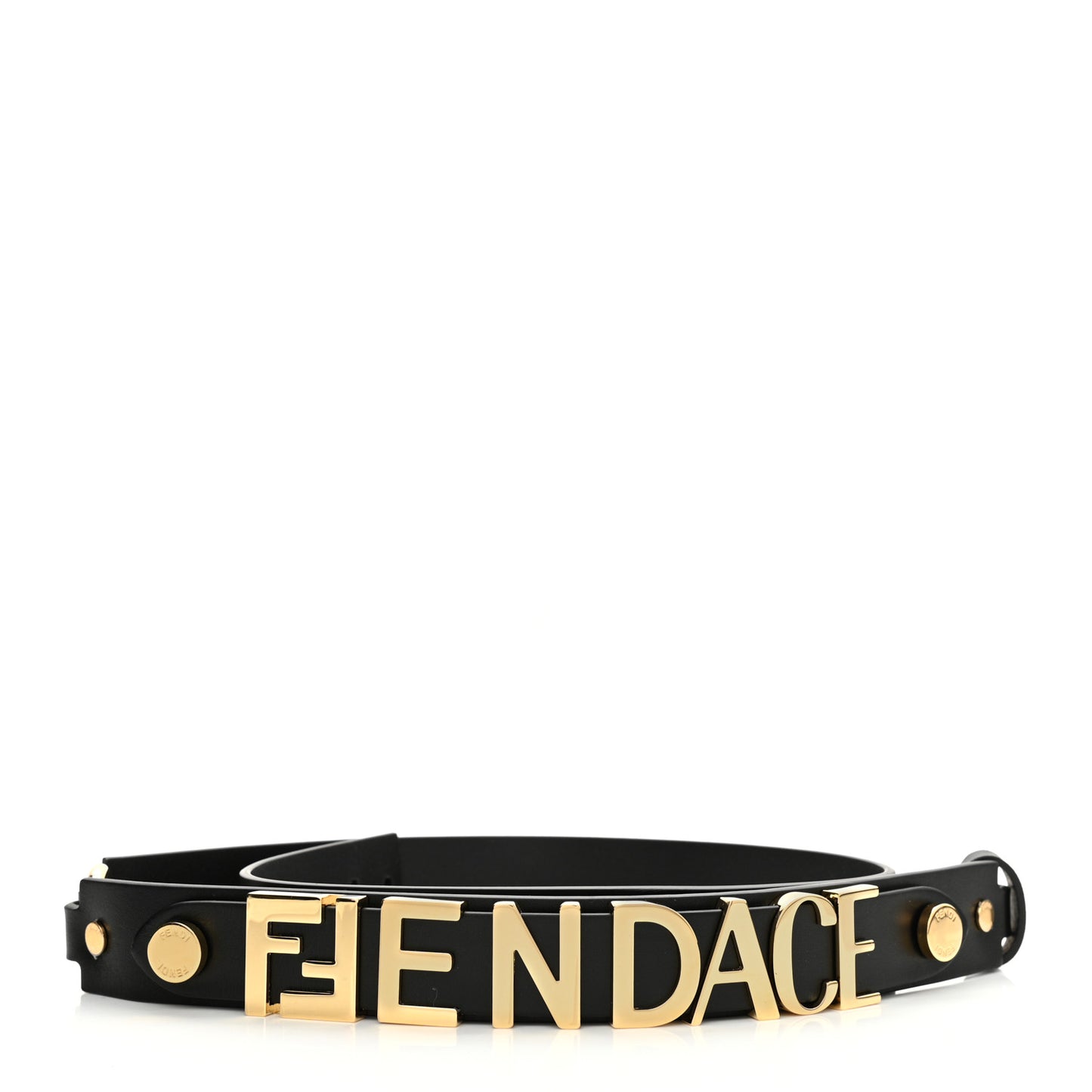 X FENDI Calfskin Fendace Logo Belt 85 34 Black