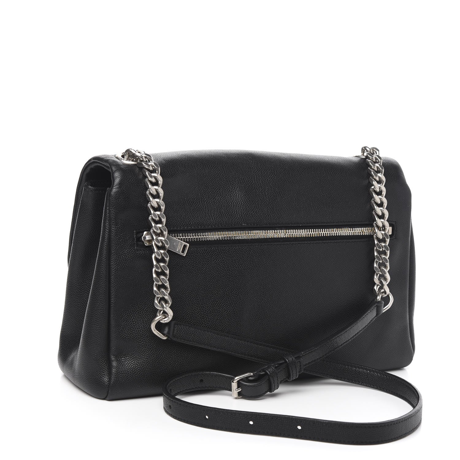 Saint Laurent Grain De Poudre Medium West Hollywood Monogram Fold-Over Black 3 of 13