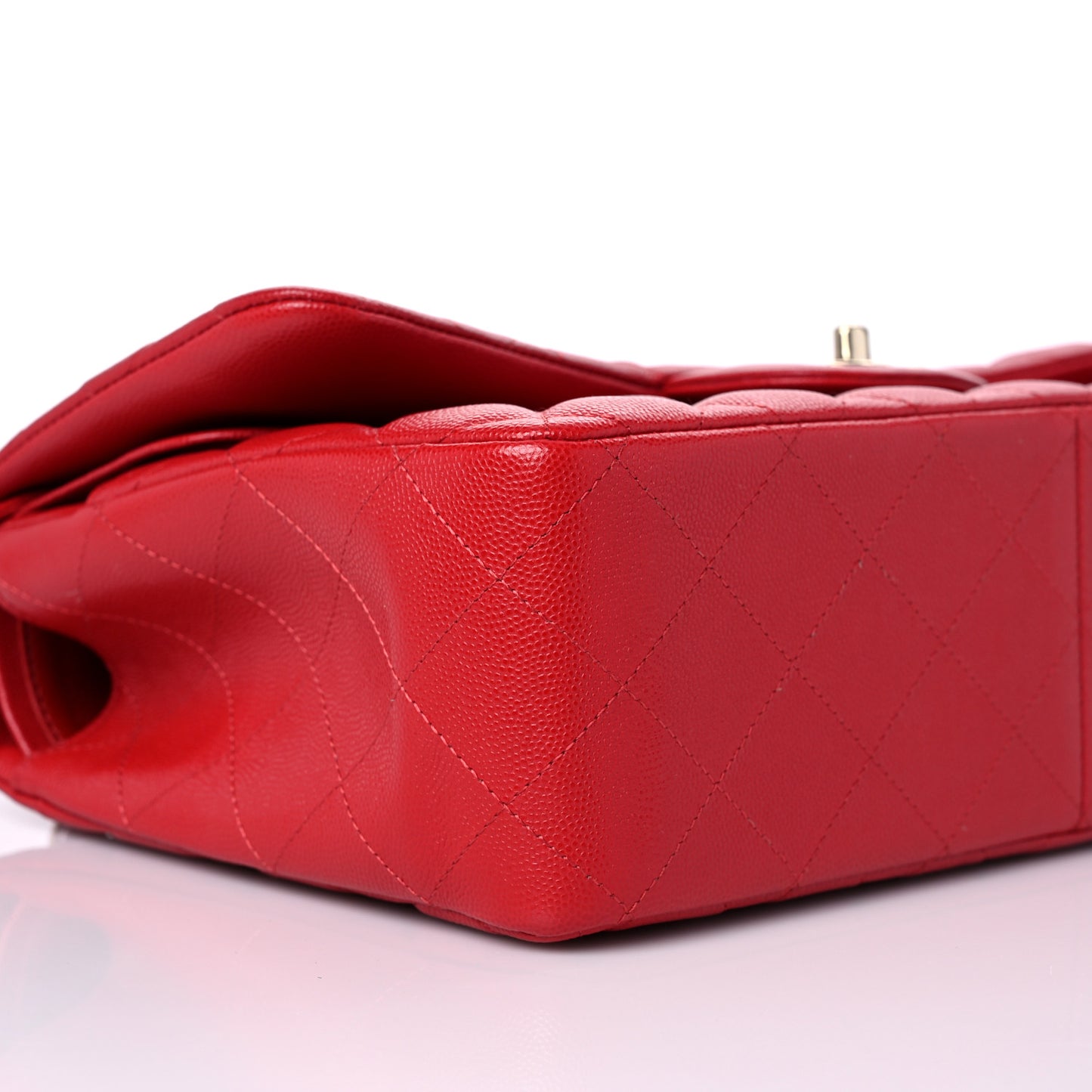 Caviar Quilted Jumbo Double Flap Red