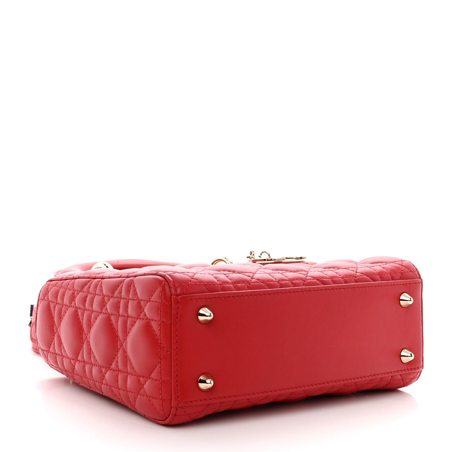 Lambskin Cannage Small Lucky Badges Lady Dior Red