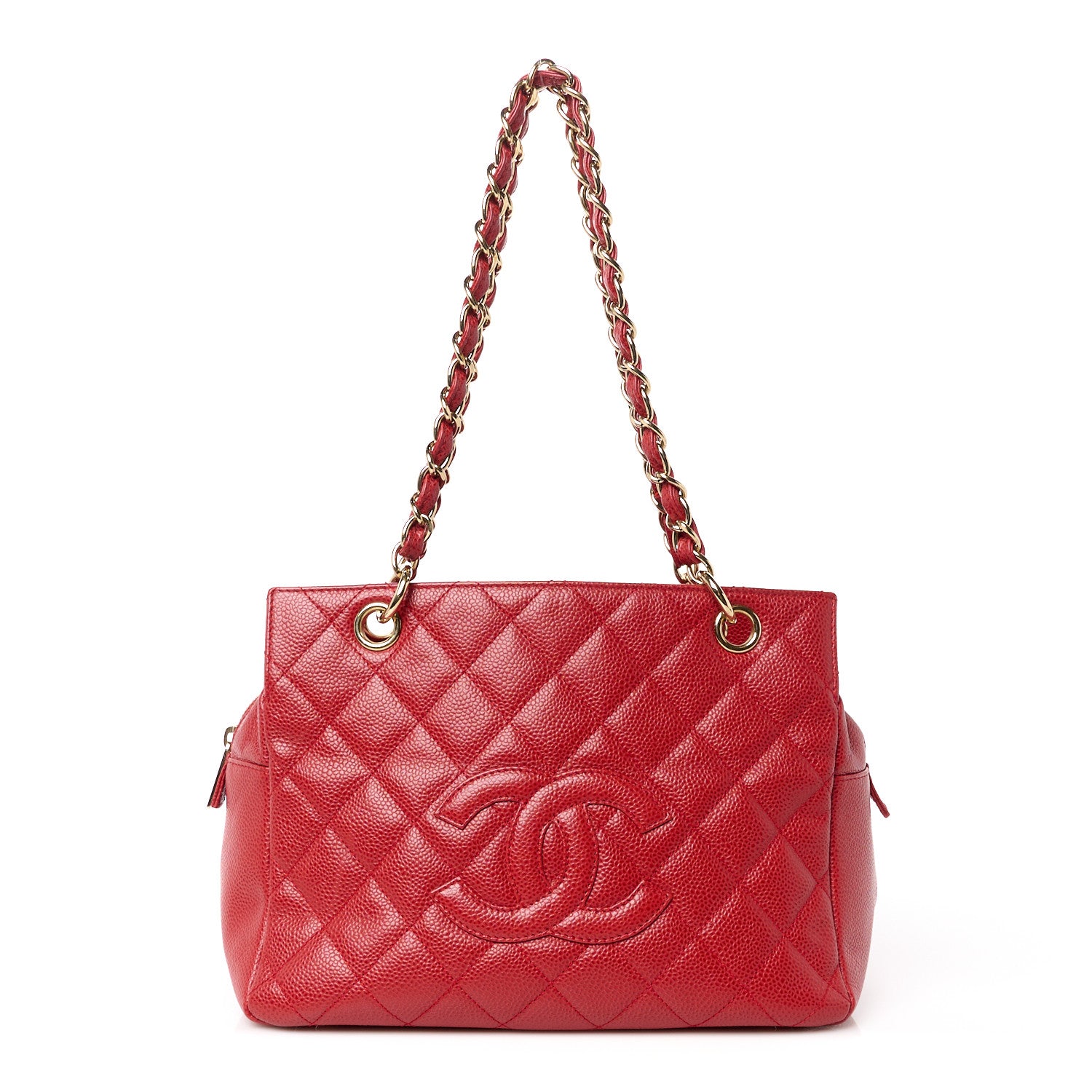 Chanel Caviar Quilted Petit Timeless Shopping Tote PTT Red 1 of 11