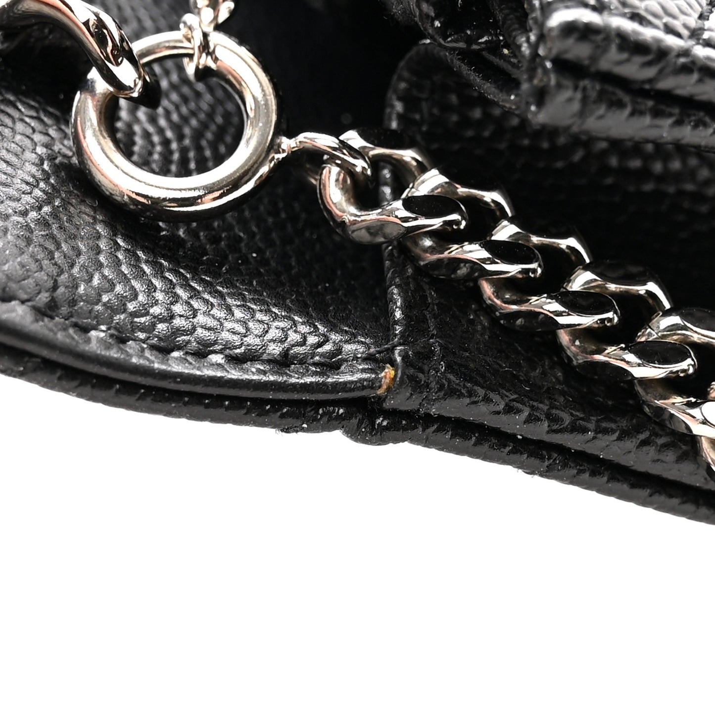 Grain De Poudre Matelasse Chevron Monogram Envelope Chain Wallet Black