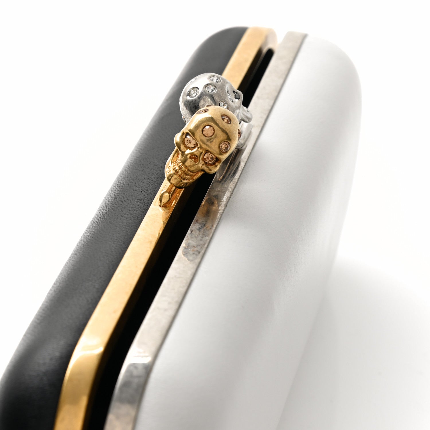 Alexander McQueen Lambskin Twin Skull Box Clutch White Black 8 of 8