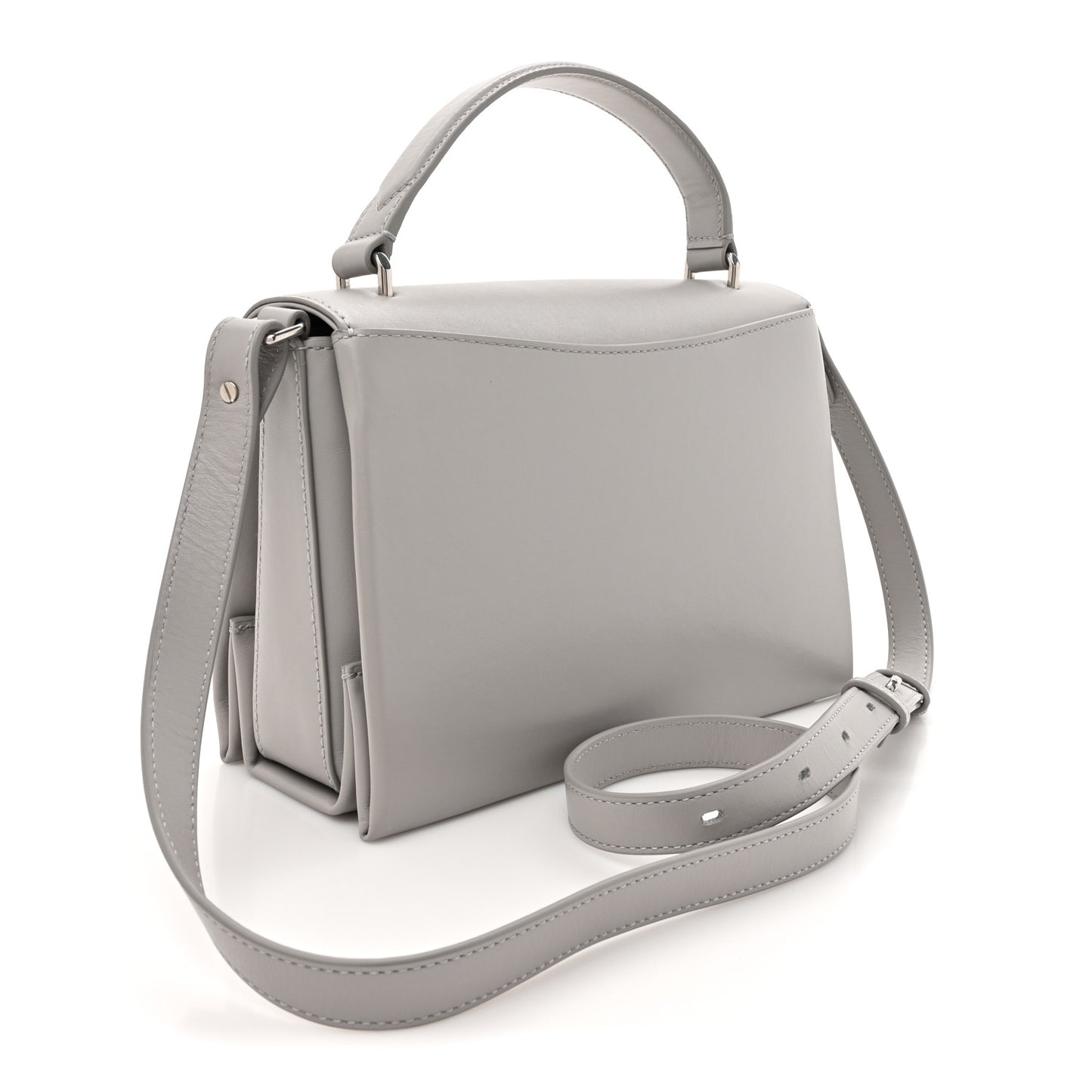 High Gloss Calfskin Lana Top Handle Pale Grey