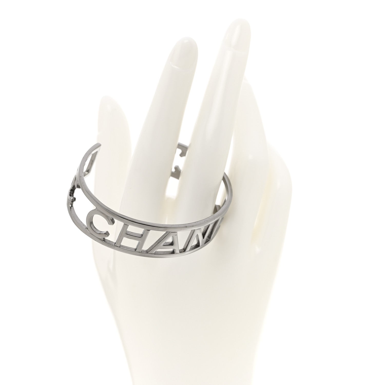 Chanel Ruthenium Logo Cuff Bracelet 2 of 5