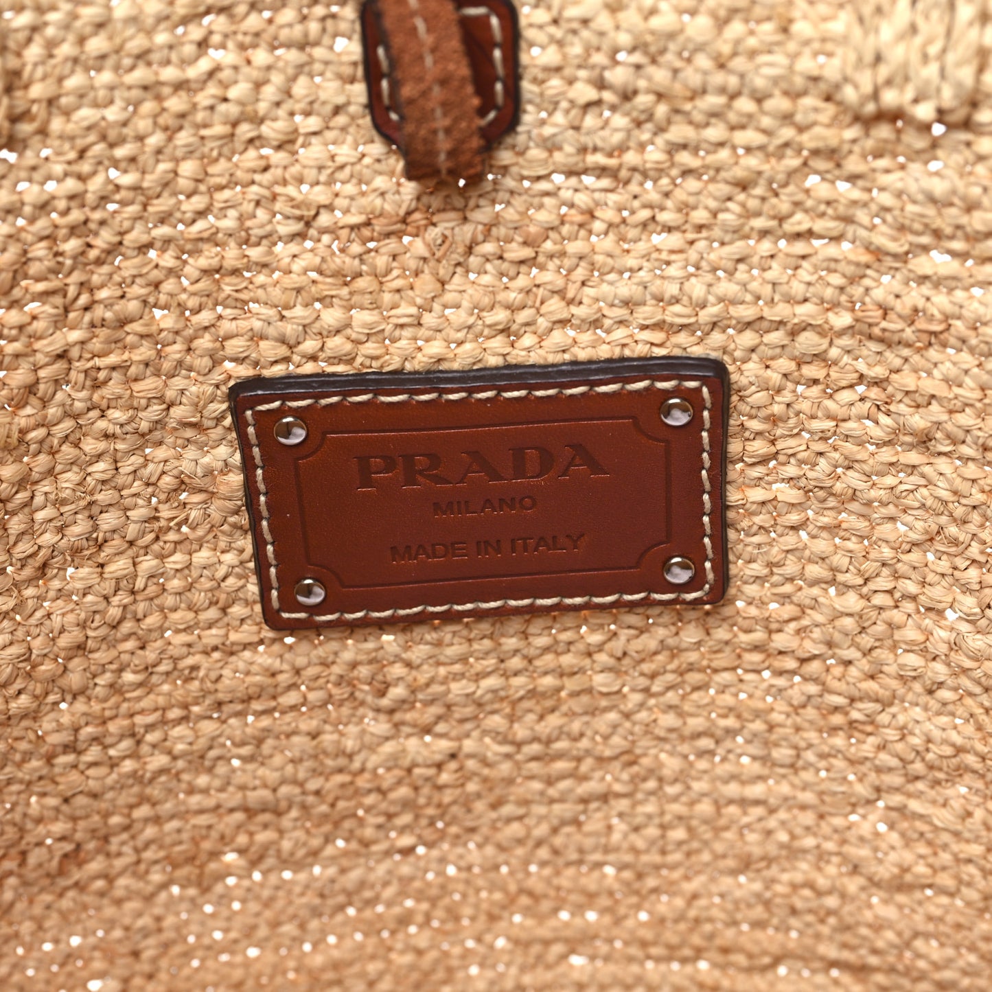 Paglia Vitello Woven Top Handle Tote Naturale Cognac