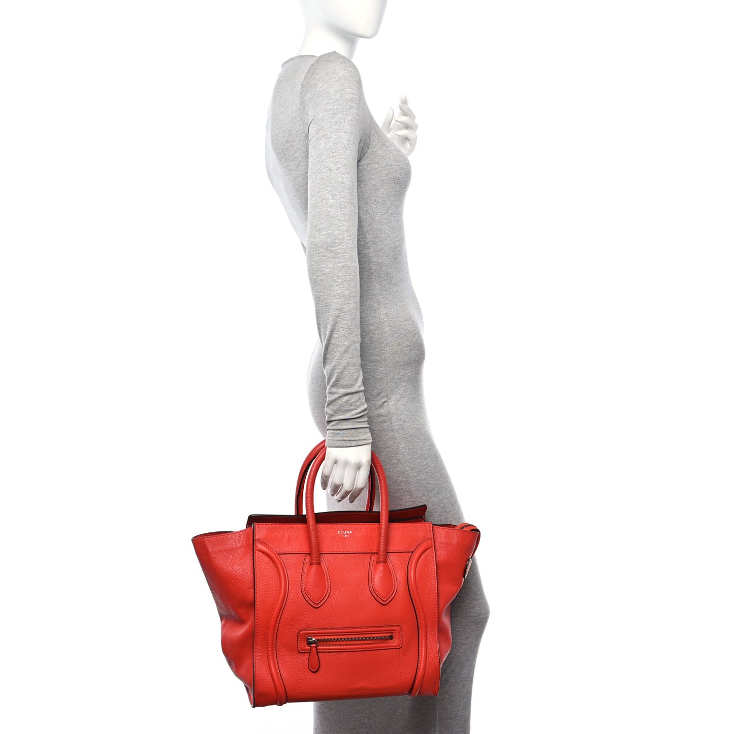 Drummed Calfskin Mini Luggage Coquelicot