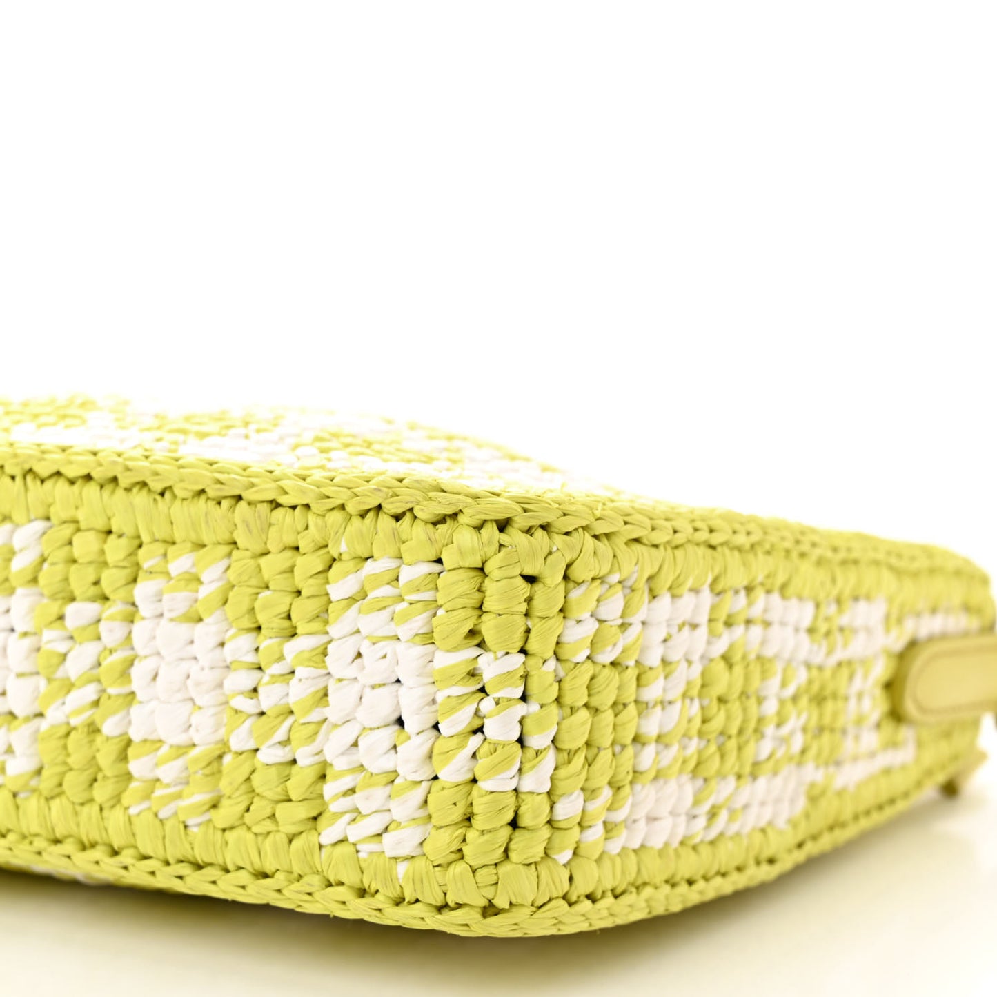 Yarn Raffia Effect Crochet Mini Re-Edition Shoulder Bag Citron Yellow