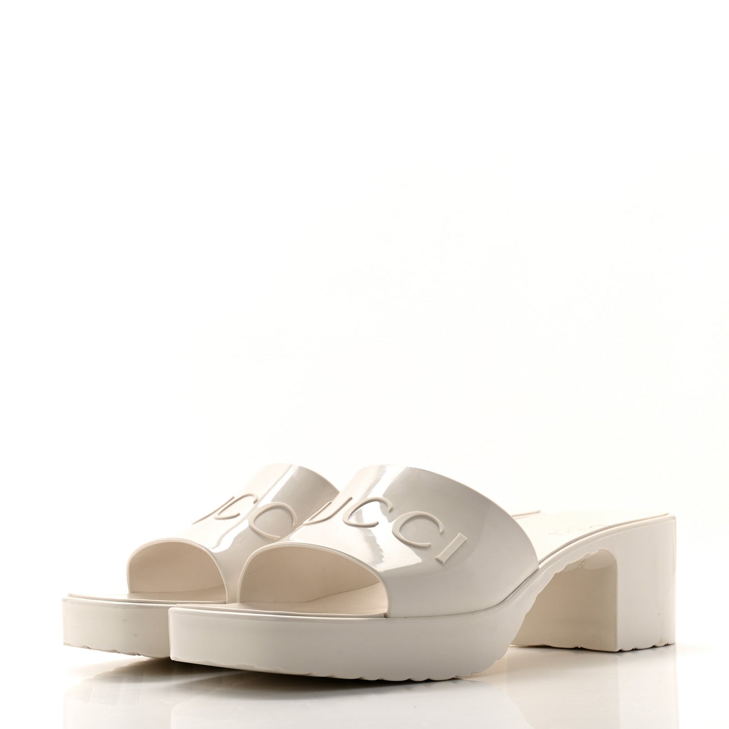 Rubber Gucci Logo Womens Platform 20/60mm Slide Sandals 42 Mystic White