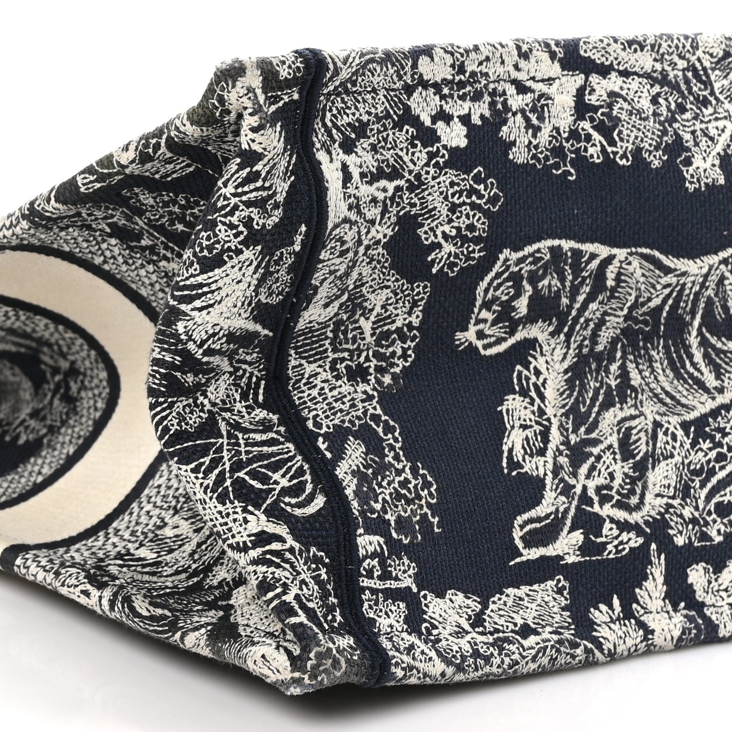 Canvas Embroidered Medium Toile De Jouy Reverse Book Tote Blue