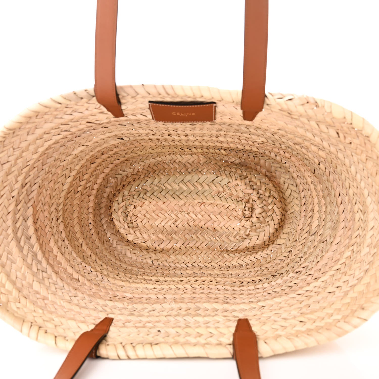 Celine Raffia Calfskin Triomphe Medium Panier Tan 5 of 9