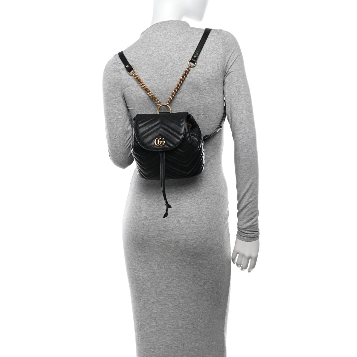 Calfskin Matelasse GG Marmont Flap Backpack Black