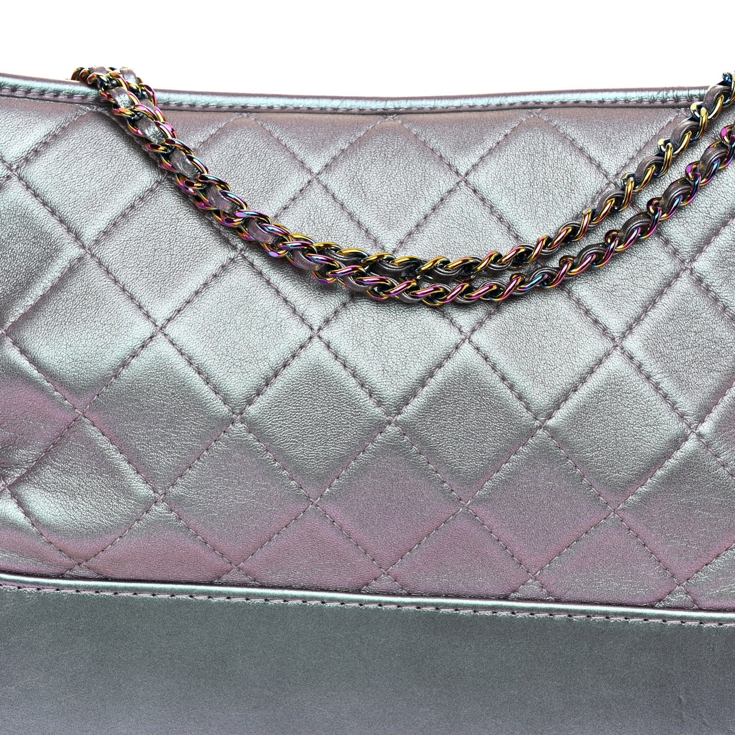 Iridescent Lambskin Calfskin Quilted Medium Gabrielle Hobo Light Purple