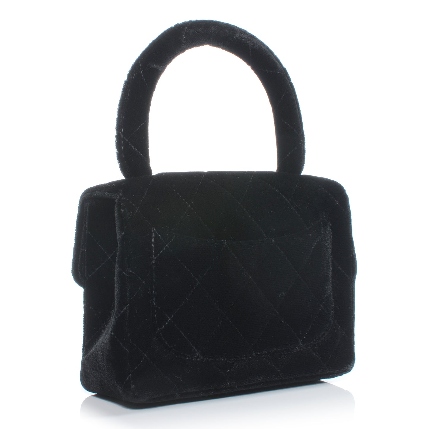 Velvet Micro Mini Kelly Flap Bag Black