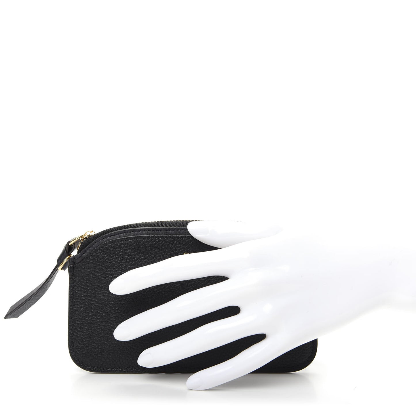 Calfskin Top Zip Card Case Black