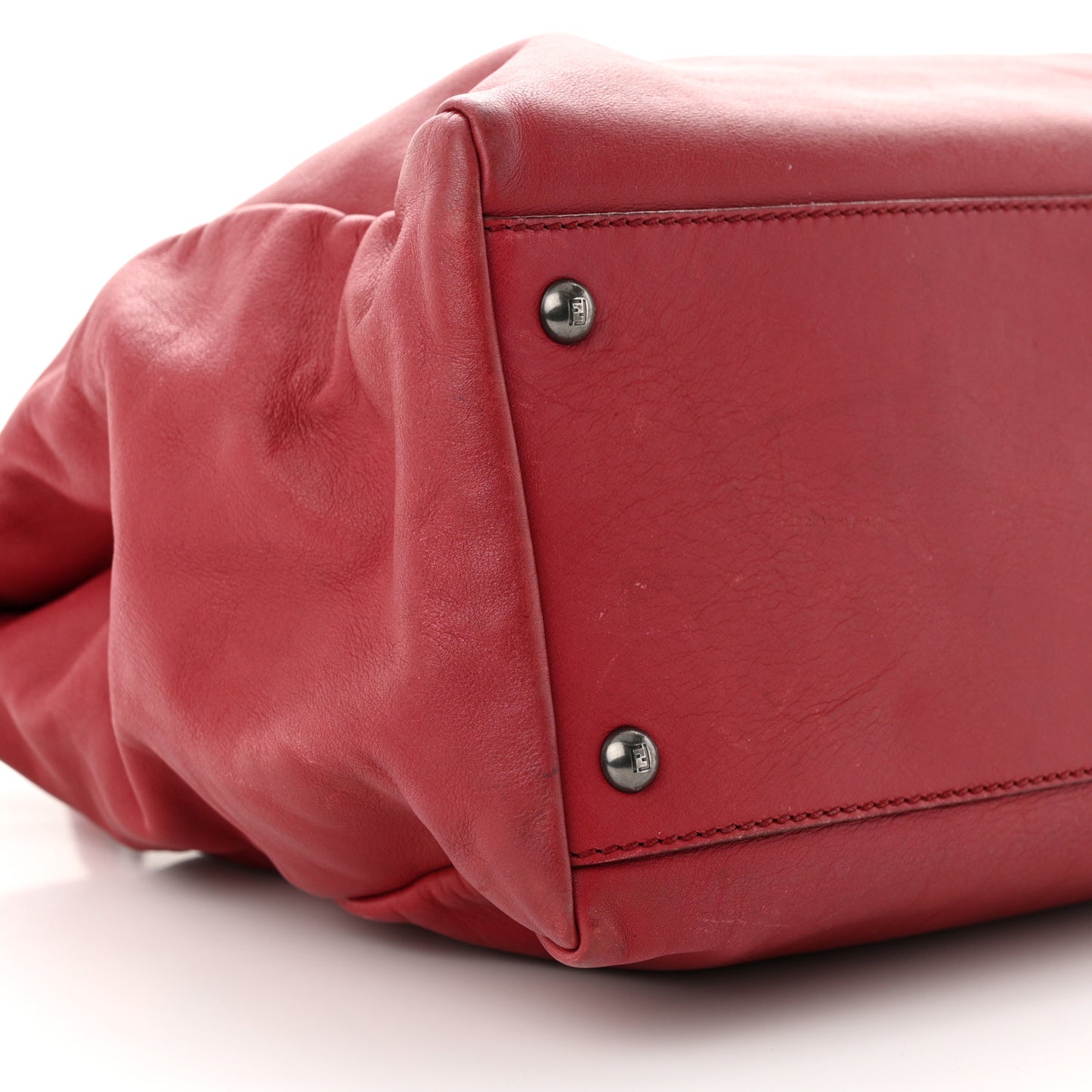 Vitello Suede Large Peekaboo Iconic Satchel Rubino Peonia