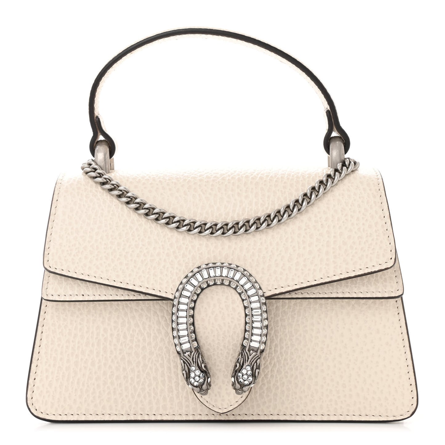 Dollar Calfskin Crystal Mini Dionysus Top Handle Bag Mystic White