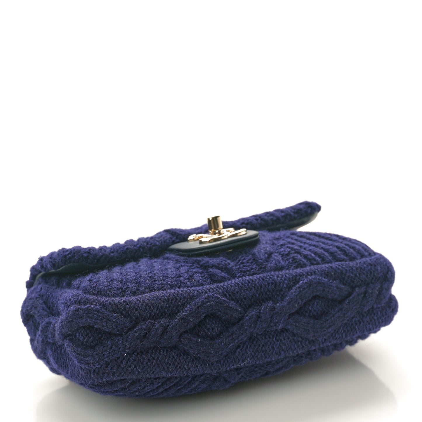 Cable Knit Mini Paris-Hamburg Flap Navy Blue