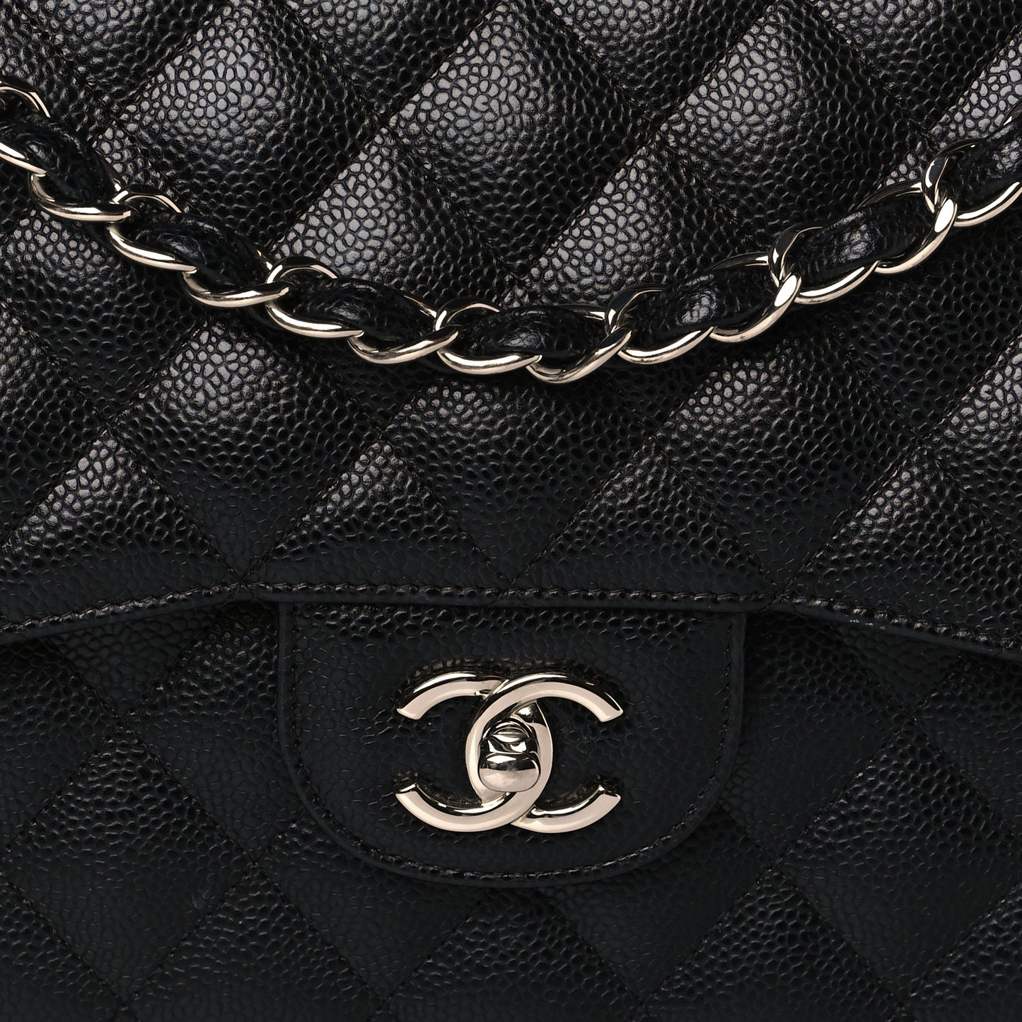 Caviar Quilted Jumbo Double Flap Black